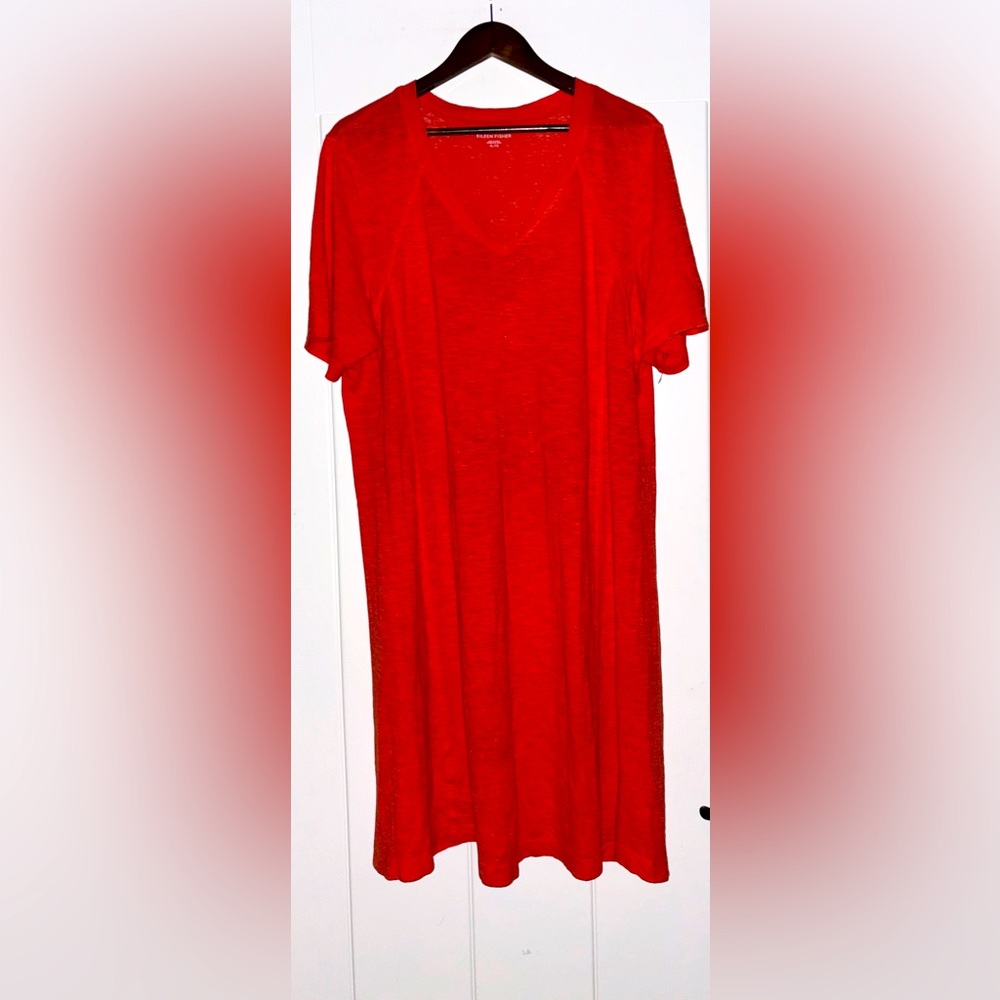 Eileen Fisher Women Hemp Organic Cotton Dress L Minimalist Beach Lagenlook